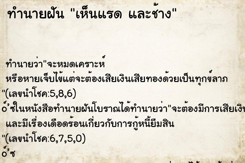ทำนายฝันทำนายฝันเห็นแรดและช้าง